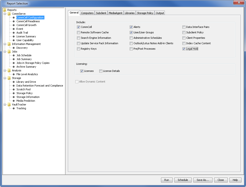 report_selection_commcell_configuration