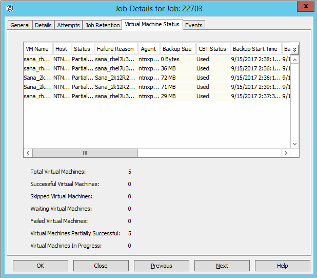 Viewing Changed Block Tracking Status for Nutanix AHV