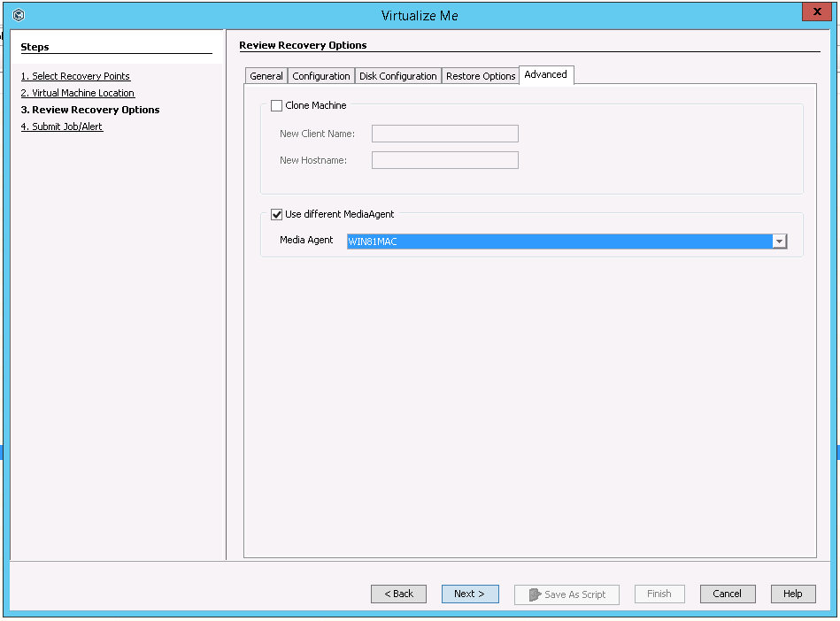 Virtual Commcell Create a Virtual Clone of the Client Computer (VMware)