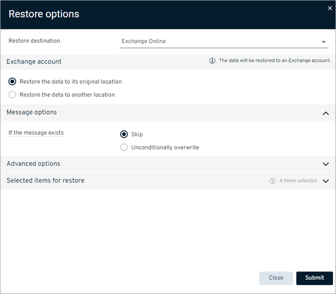 Exchange Online Restore Options In Place