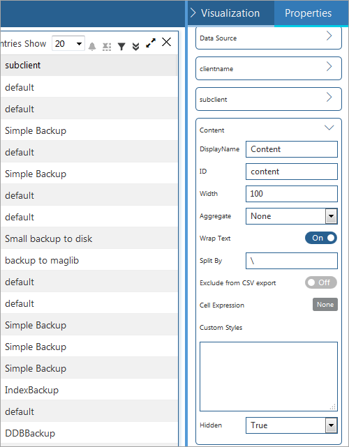 Configuring Columns in the Report Builder