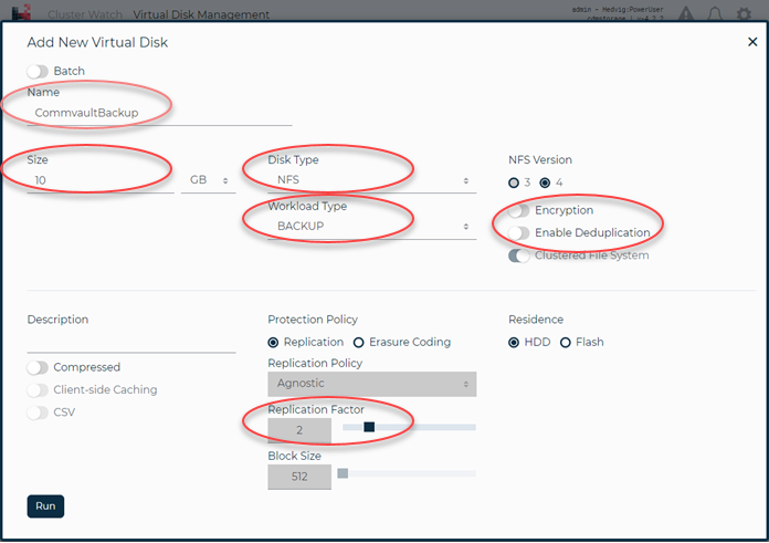 Add a Virtual Disk For Distributed Storage With Replication Factor (1)