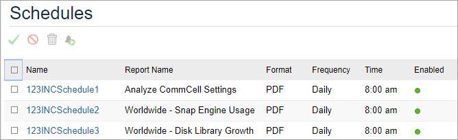 report schedule page