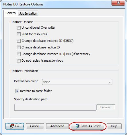 Command Line Interface - Restore - Notes Database iDataAgent