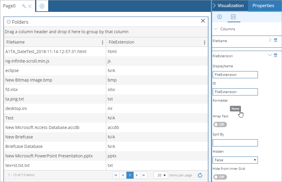 formatter option on general tab