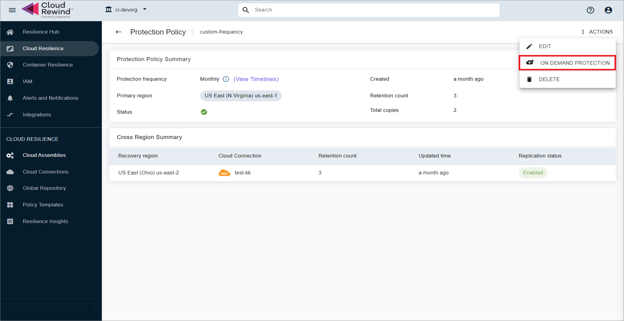 Protection Policy Actions