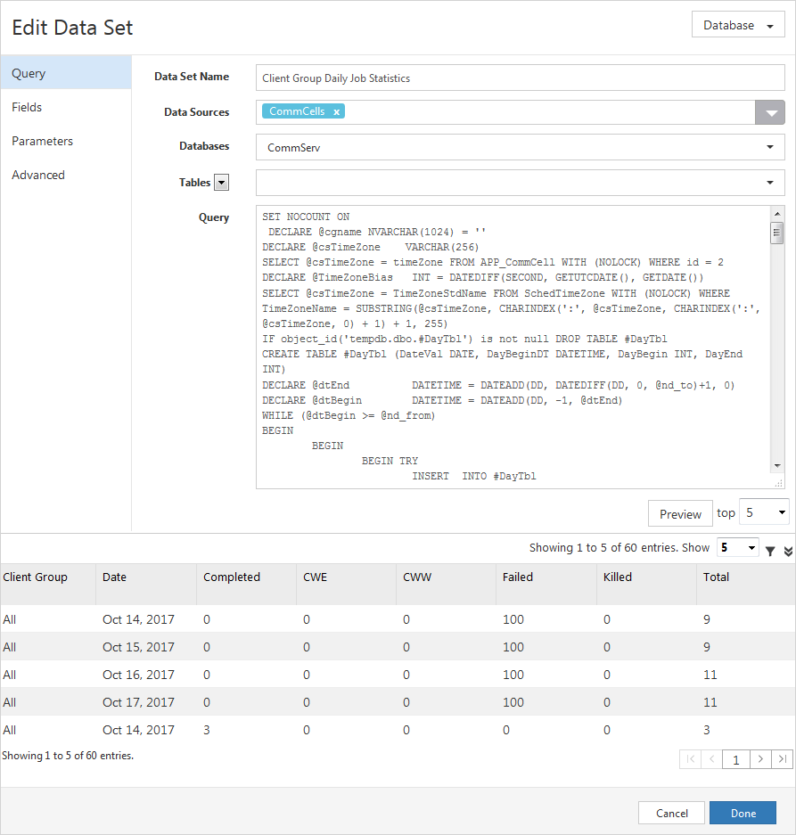 Configuring Data Sources for One Report on Command Center