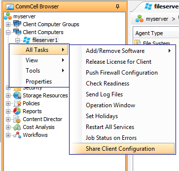 Shared Client Start Share Client Configuration