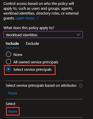 service principals configuration